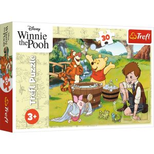 trefl puzzle 30 el Kubuś Puchatek i przyjaciele Dzień z Puchatkiem 18321, zabawki nino Bochnia, pomysł na prezent dla 4 latka, puzzle z Kubusiem Puchatkiem