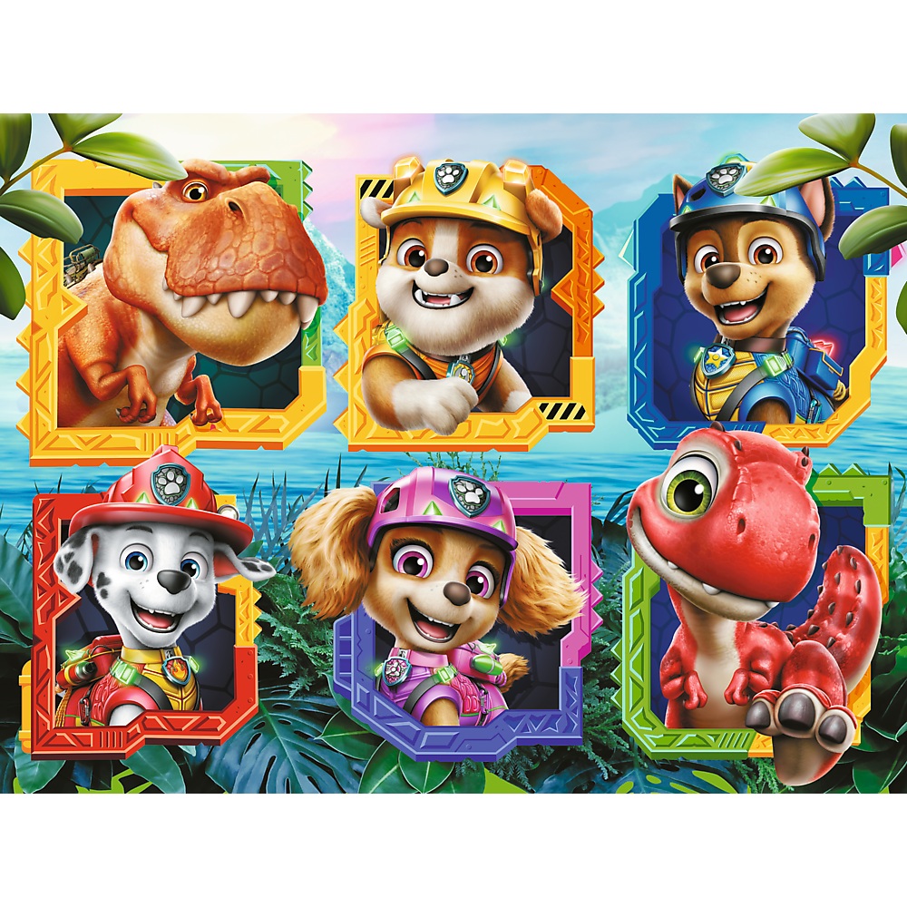 trefl puzzle 30 el Psi Patrol Wyspa dinozaurów 18336, zabawki nino Bochnia, pomysł na prezent dla 4 latka, puzzle psi patrol i dinozaury