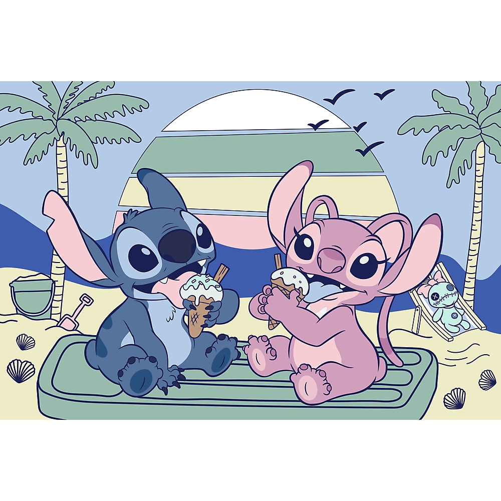 trefl puzzle 60 el Lilo i Stitch Zabawa ze Stitchem 17430, zabawki nino Bochnia, pomysł na prezent dla 5 latka, Puzzle ze Stitchem