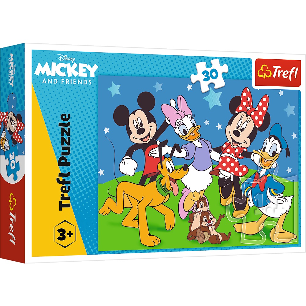 trefl puzzle 30 el Myszka Miki Mysie sprawy 18309, zabawki Nino bochnia, pomysł na prezent dla 4 latka, puzzle z Myszką miki
