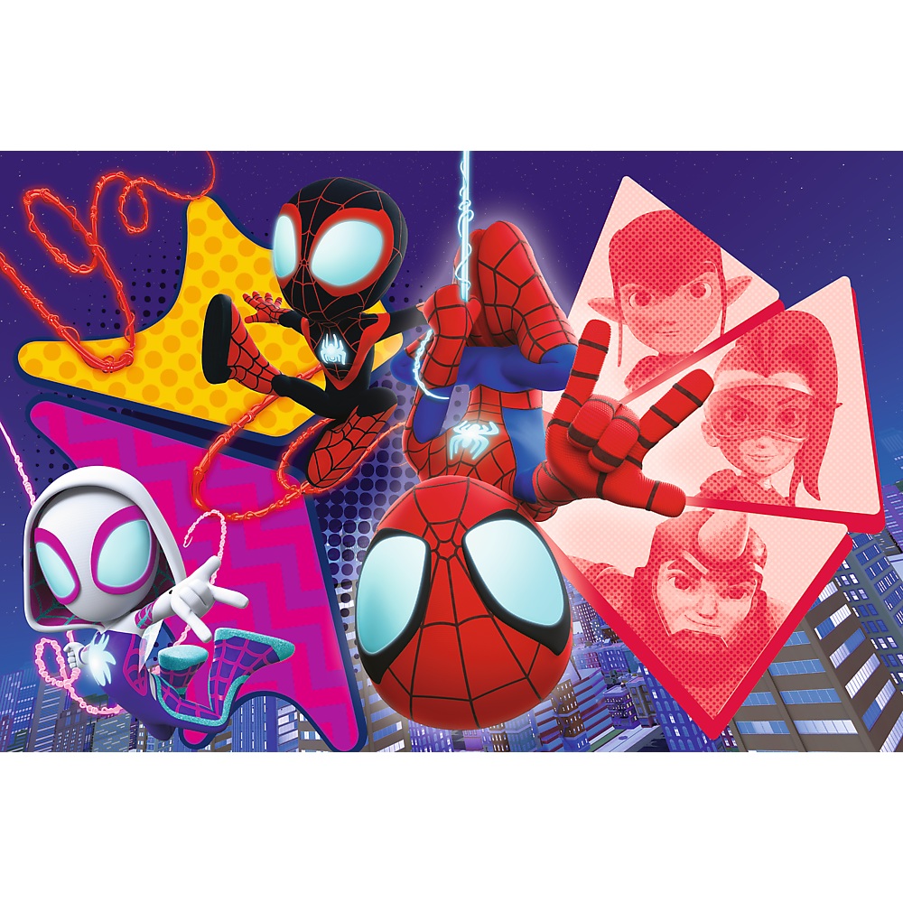 trefl puzzle 60 el Spiderman Niesamowita przygoda plakat kolekcjonerski 17429, zabawki Nino Bochnia, pomysł na prezent dla 6 latka, puzzle ze Spidermanem