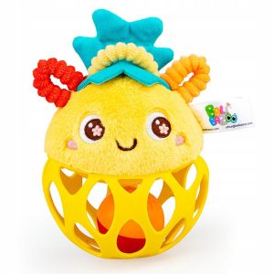 Balibazoo Piłka grzechotka Ananas BB30214, zabawki Nino Bochnia, pomysł na prezent na pół roku, zabawka dla maluszka piłeczka silikonowa sensoryczna