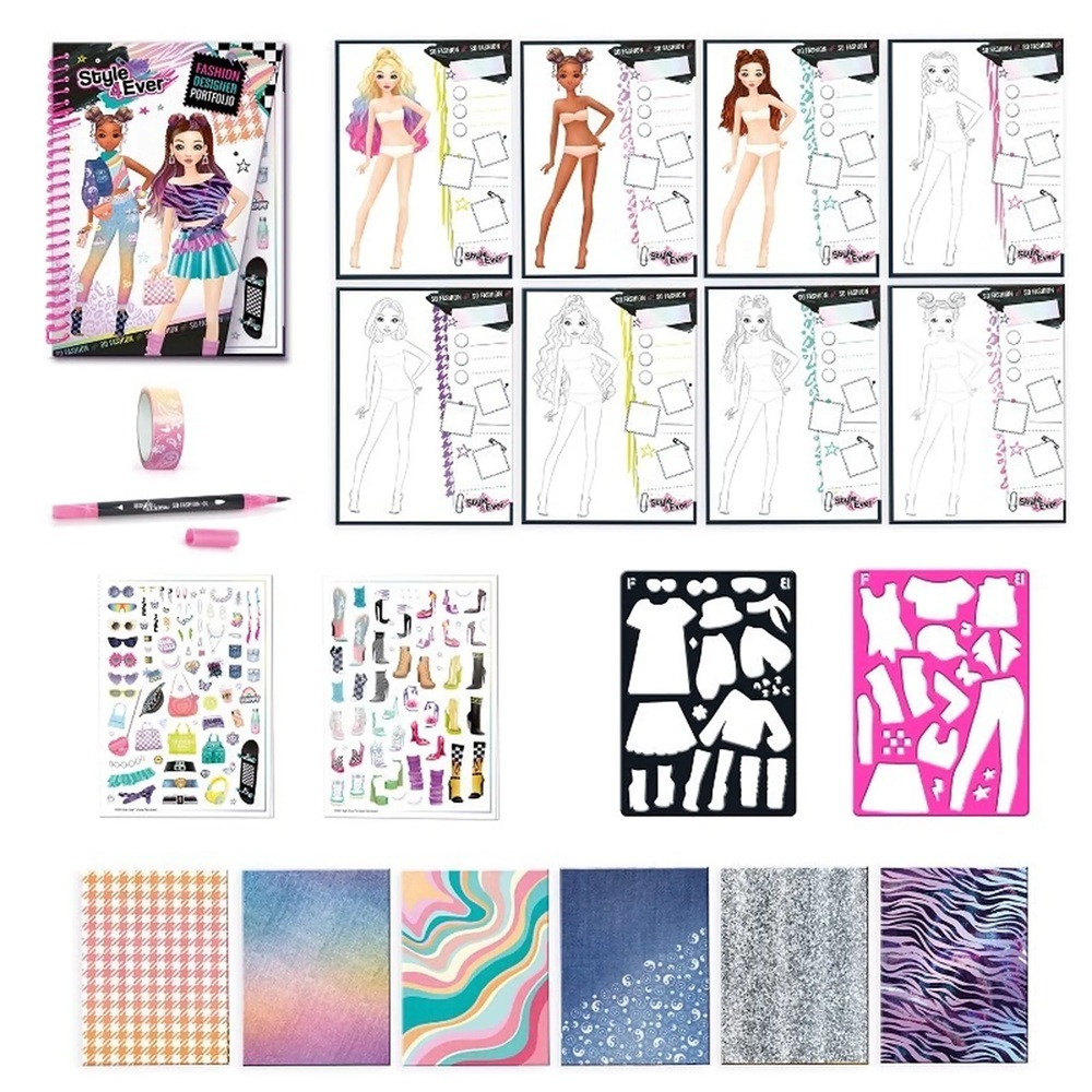 Epee Projekt Moda Zestaw Portfolio, zabawki Nino Bochnia, pomysł na prezent dla 7 latki, zestaw do szkicowania, projektowanie mody,