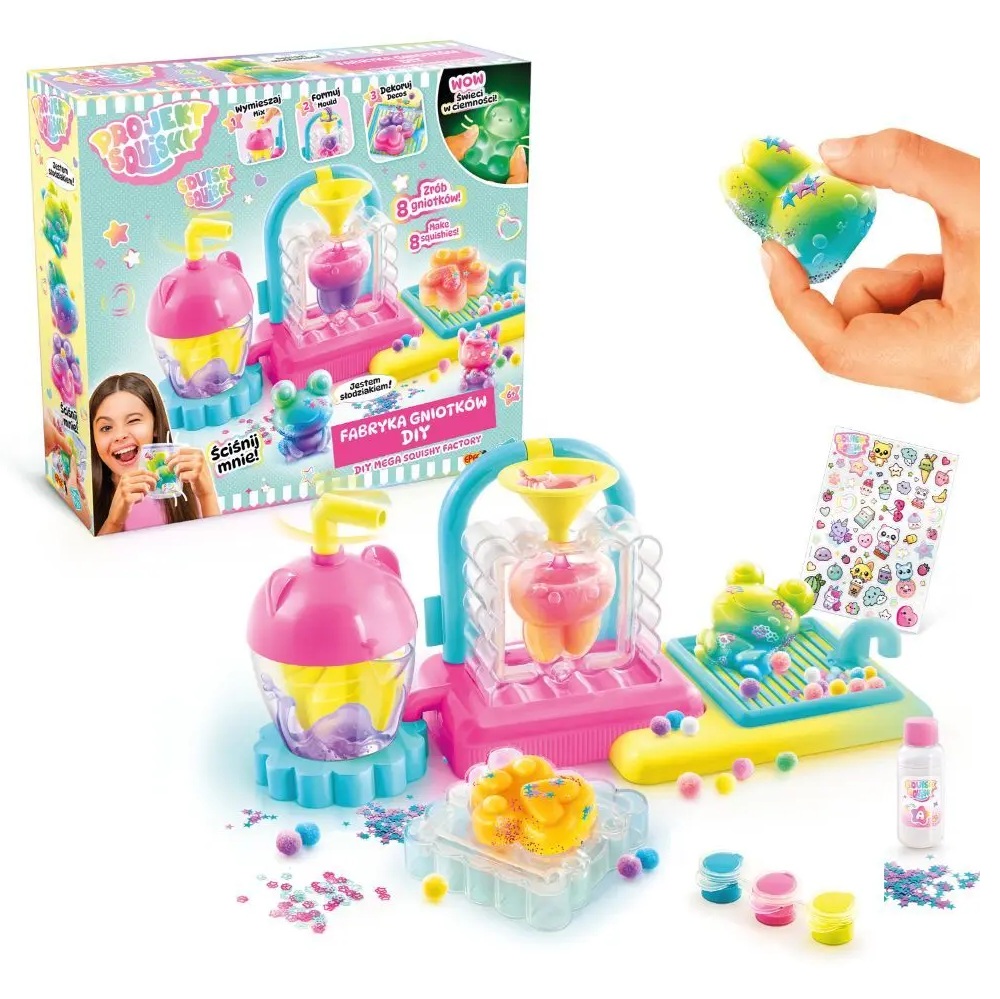 Epee Projekt Squishy Fabryka gniotków Diy, zabawki Nino Bochnia, pomysł na prezent dla 6 latki, zestaw kreatywny dla dziewczynki, zestaw do robienia gniotków slimów