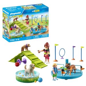 Playmobil My Life 71745 Plac zabaw dla psów, zabawki Nino Bochnia, pomysł na prezent dla 5 latka, zestaw z pieskami,