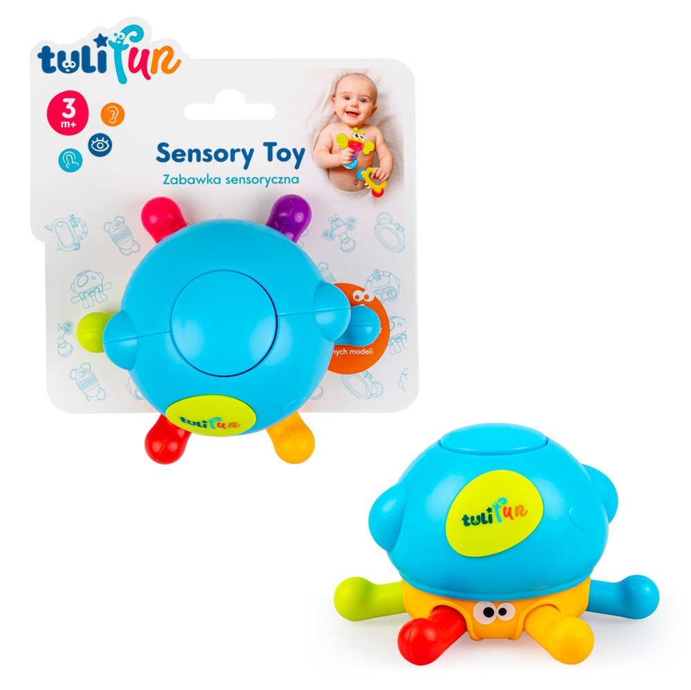 TuliFun Zabawka sensoryczna ośmiornica TF30106, zabawki Nino bochnia, grzechotka dla maluszka, grzechotka z piszczkiem dla dziecka