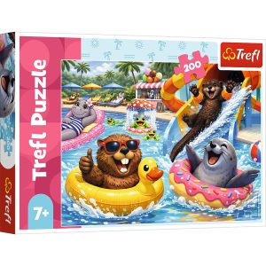 trefl puzzle 200 el Bobrze sprawy 13372, zabawki Nino Bochnia, pomysł na prezent dla 7 latki, puzzle z bobrami