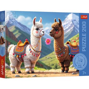 trefl puzzle 200 el Kolorowe lamy 13356, zabawki nino Bochnia, pomysł na prezent dla 7 latki, puzzle z lamami, puzzle lamy