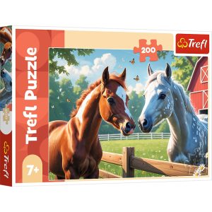 trefl puzzle 200 el Konie na polanie 13328, zabawki nino Bochnia, pomysł na prezent dla 8 latka, puzzle z koniami