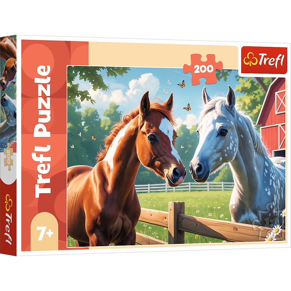 trefl puzzle 200 el Konie na polanie 13328, zabawki nino Bochnia, pomysł na prezent dla 8 latka, puzzle z koniami
