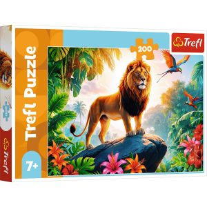 trefl puzzle 200 el Król dżungli 13329, puzzle dla 7 latka, puzzle z lwem, co kupić na 7 urodziny
