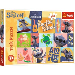 trefl puzzle 200 el Lilo i Stitch Hawajskie przygody 13331, zabawki nino Bochnia, pomysł na prezent dla 7 latka, puzzle ze Stitchem dla 7 latki