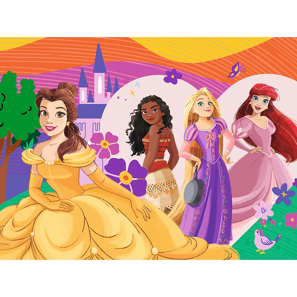 trefl puzzle 30 el Disney Princess Księżniczki i przyjaźń + plakat kolekcjonerski 18342, zabawki Nino Bochnia, pomysł na prezent dla 4 latki, puzzle z księżniczkami