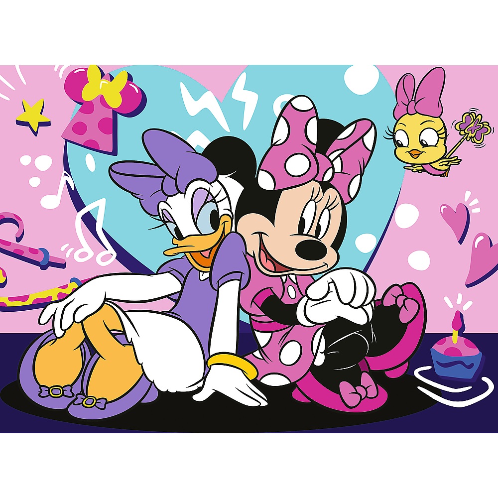 trefl puzzle 30 el Myszka Mnnie Radosna Minnie + plakat kolekcjonerski 18340, zabawki Nino Bochnia, pomysł na prezent dla 4 latki, puzzle z Myszką Minnie