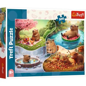 trefl puzzle 300 el Cztery pory roku z kapibarami 23052, zabawki Nino Bochnia, pomysł na prezent dla 8 latki, puzzle z Kabibarą, kapibara puzzle dla 8 latki