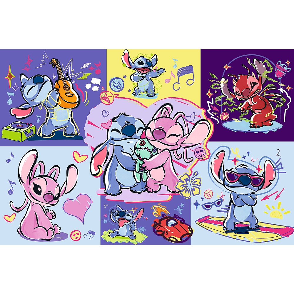 trefl puzzle 300 el Lilo i Stitch Zakręcony Stitch 23033, zabawki Nino Bochnia, pomysł na prezent dla 8 latka, puzzle ze Stitchem