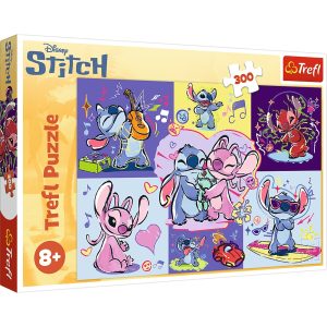trefl puzzle 300 el Lilo i Stitch Zakręcony Stitch 23033, zabawki Nino Bochnia, pomysł na prezent dla 8 latka, puzzle ze Stitchem