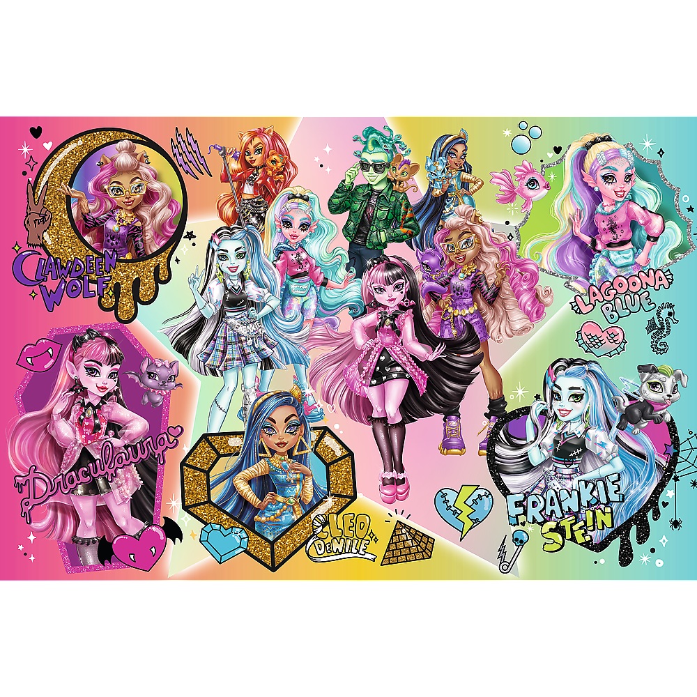 trefl puzzle 300 el Monster High Zombie górą 23027, zabawki Nino Bochnia, pomysł na prezent dla 8 latki, puzzle z monster High dla dziewczynki