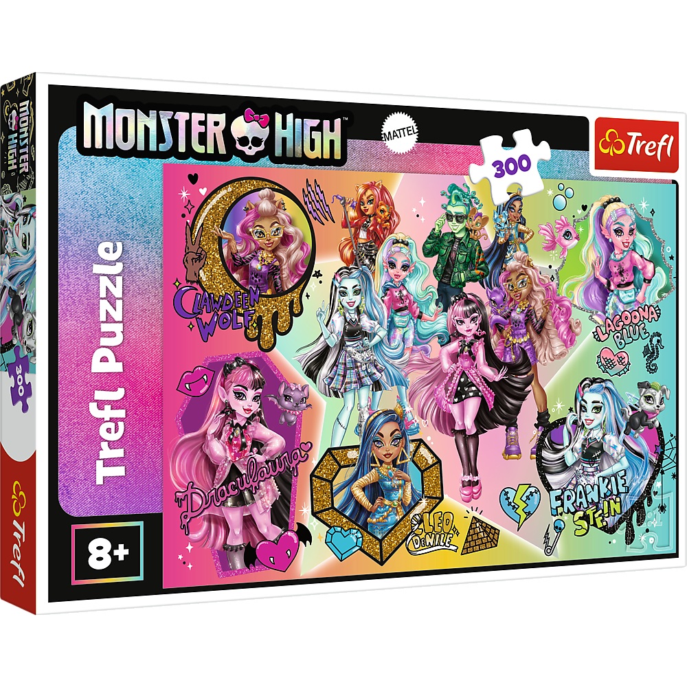 trefl puzzle 300 el Monster High Zombie górą 23027, zabawki Nino Bochnia, pomysł na prezent dla 8 latki, puzzle z monster High dla dziewczynki
