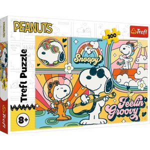 trefl puzzle 300 el Snoopy Zabawny świat Fistaszków 23044, zabawki Nino Bochnia, pomysł na prezent dla 8 latki, puzzle ze Snoopym