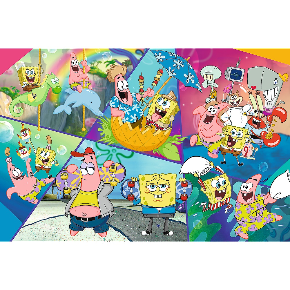 trefl puzzle 300 el Spongebob w Bikini Dolnym 23038, zabawki Nino Bochnia, pomysł na prezent dla 8 latka, puzzle ze Spongebobem