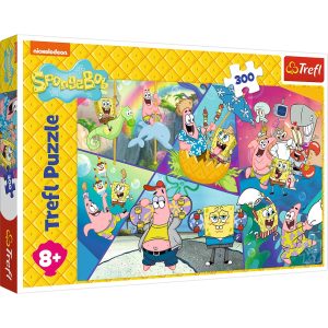 trefl puzzle 300 el Spongebob w Bikini Dolnym 23038, zabawki Nino Bochnia, pomysł na prezent dla 8 latka, puzzle ze Spongebobem