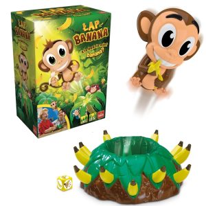 Goliath Gra zręcznościowa Łap banana, zabawki Nino Bochnia, pomysł na prezent dla 5 latka, gra rozrywkowa śmieszna z małpką i bananami