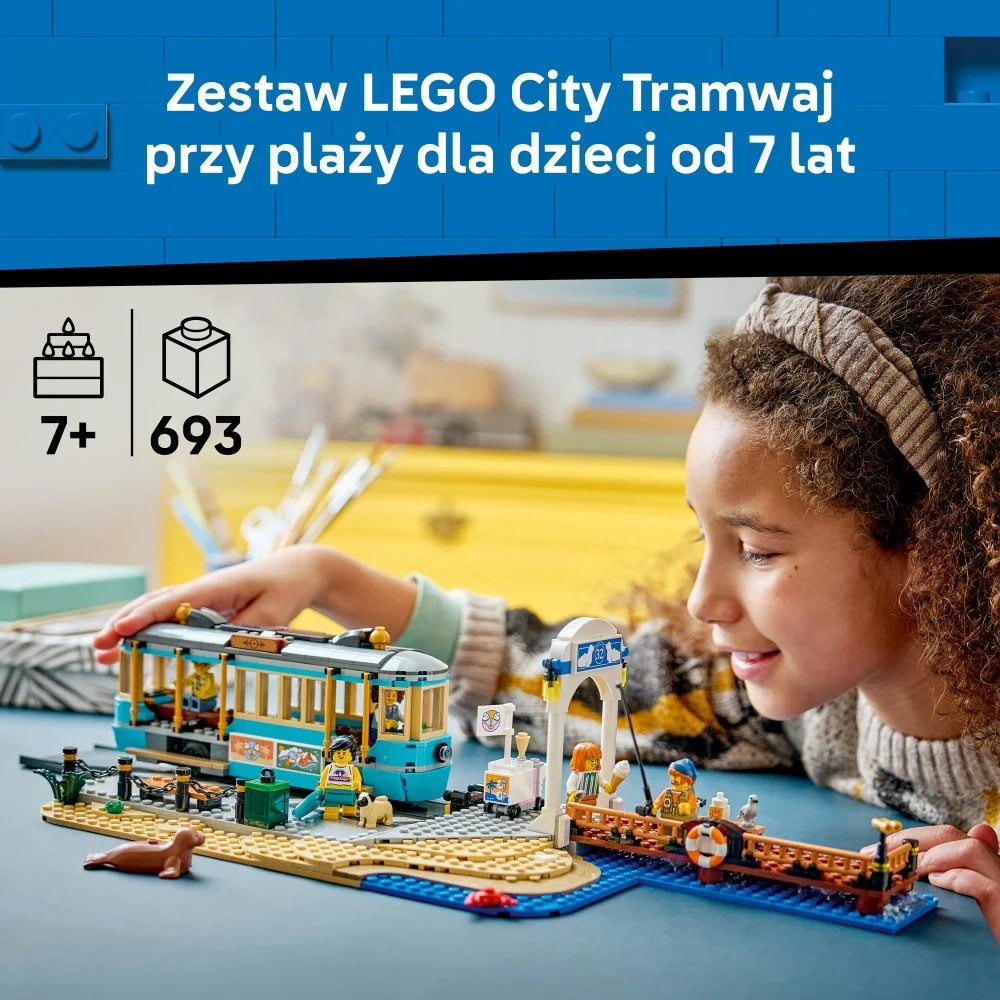 Klocki Lego City 60506 Tramwaj przy plaży, zabawki Nino Bochnia, pomysł na prezent dla 7 latka, lego pociąg, lego tramwaj, lego 60506