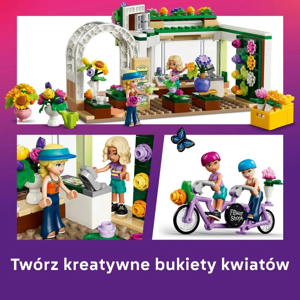 Klocki Lego Friends 42693 Kreatywna kwiaciarnia, zabawki Nino Bochnia, pomysł na prezent dla 6 latki, klocki lego Friends, lego kwiaciarnia