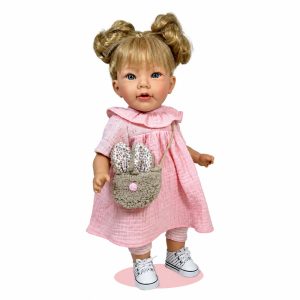 Nines d'Onil lalka hiszpańska z dźwiękiem Chloe Rabbit 45 cm 6461, zabawki Nino Bochnia, pomysł na prezent dla 5 latki, lalka jak żywa, lalka bobas pachnie budyniem waniliowym, lalka jak żywa z torebką